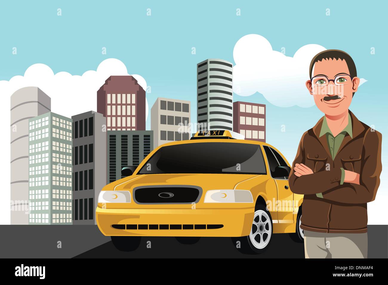 Eine Vektor-Illustration eines Taxifahrers Stock Vektor