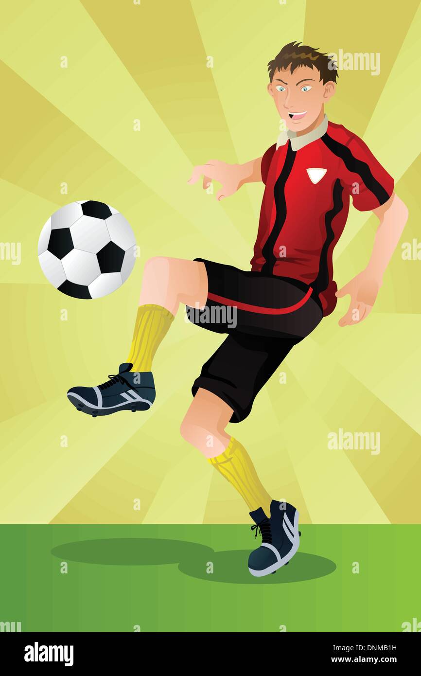 Eine Vektor-Illustration eines Fußballspielers einen Ball Stock Vektor
