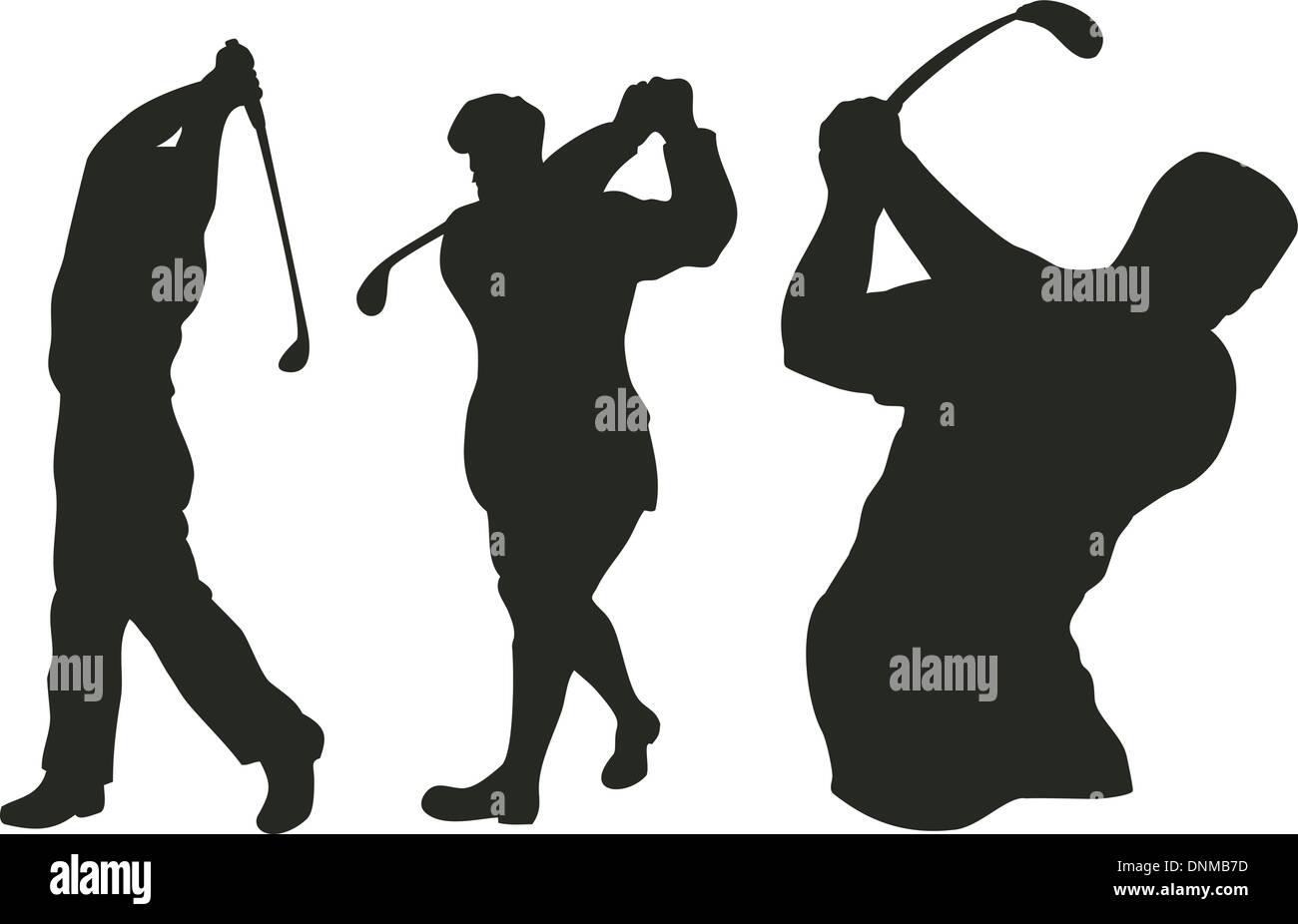 Abbildung der Golfer schwingen spielen Silhouette im retro-Stil gemacht. Stock Vektor