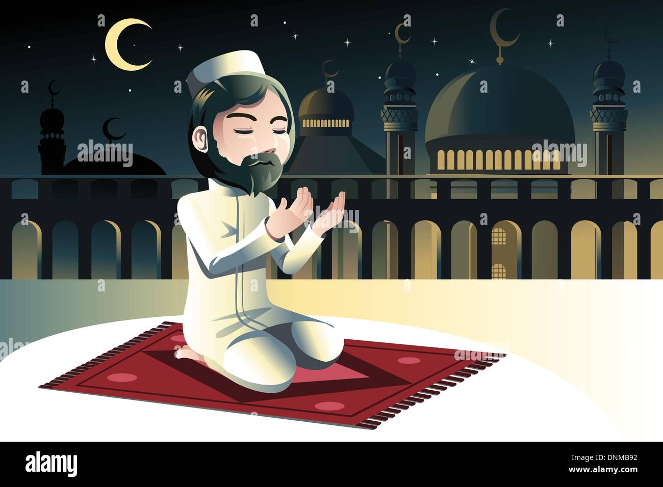 Eine Vektor-Illustration eines muslimischen Gebet in einer Moschee Stock Vektor