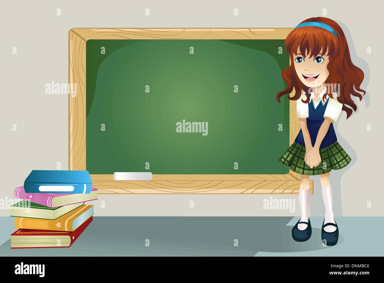 Eine Vektor-Illustration eines Studenten stehen vor einer Tafel Stock Vektor