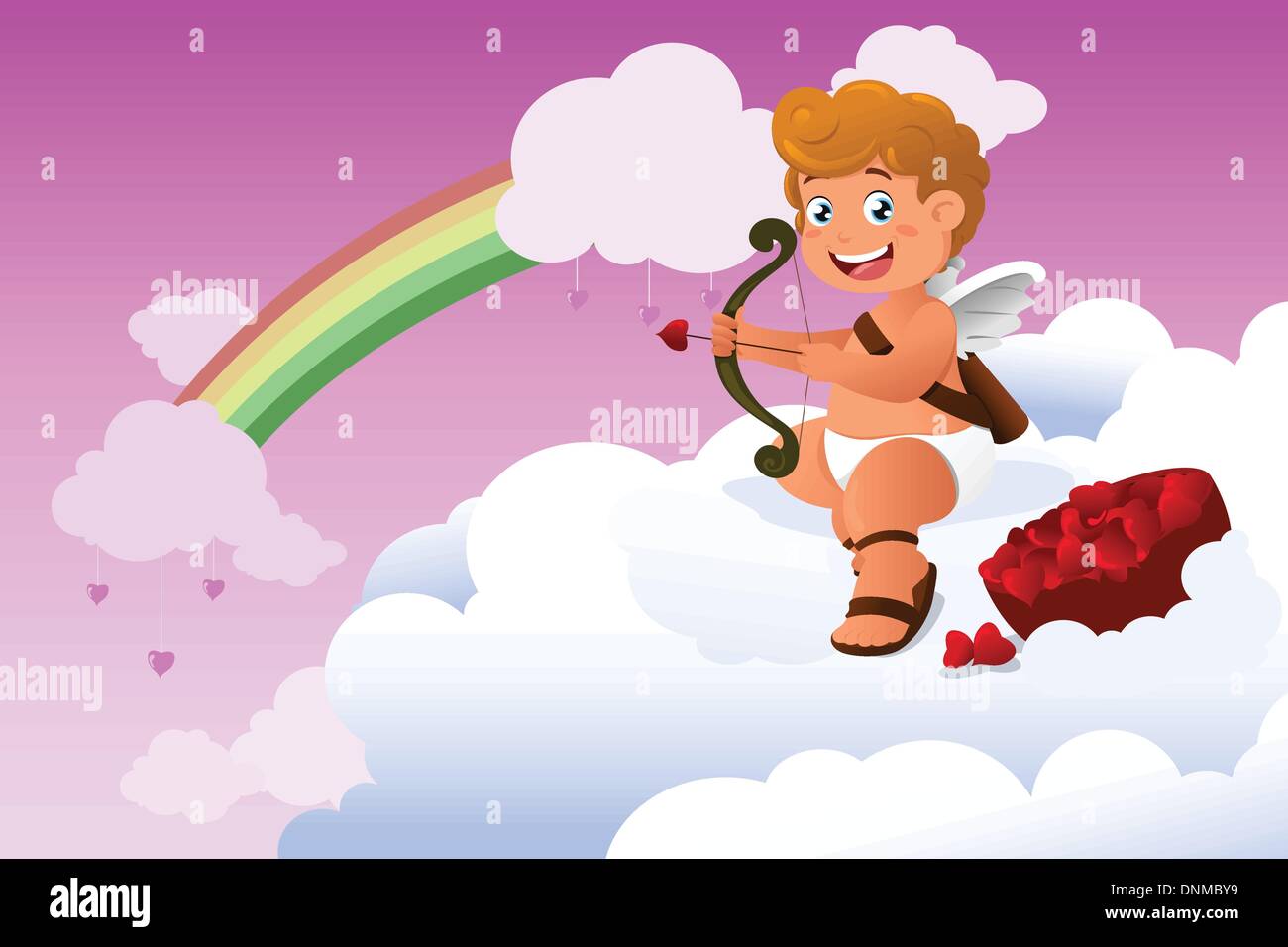 Eine Vektor-Illustration von Cupid Valentinstag Hintergrund Stock Vektor