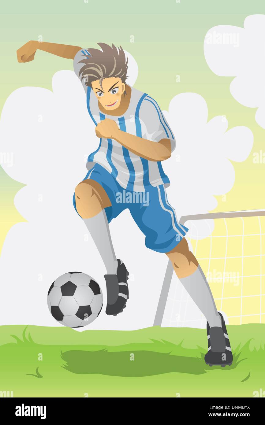 Eine Vektor-Illustration eines Fußballspielers ausgeführt und einen Ball Stock Vektor