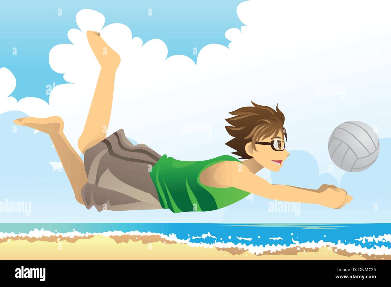 Eine Vektor-Illustration eines Mannes spielen Beach-volleyball Stock Vektor