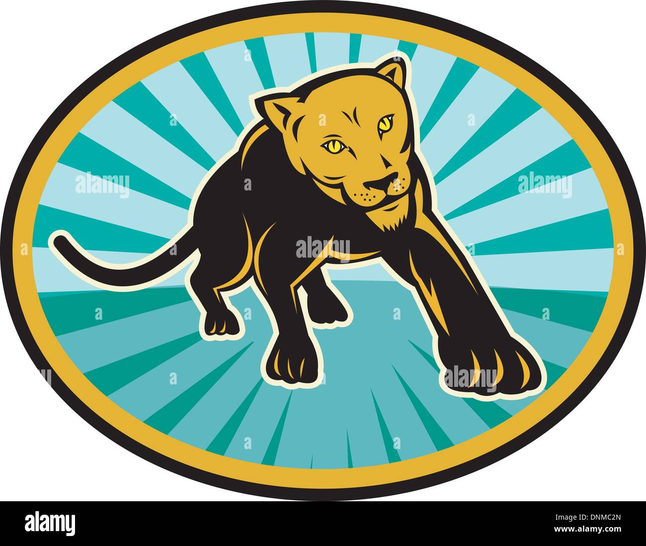 Abbildung eines Löwen oder Cougar kriechen in ihre Richtung Stock Vektor
