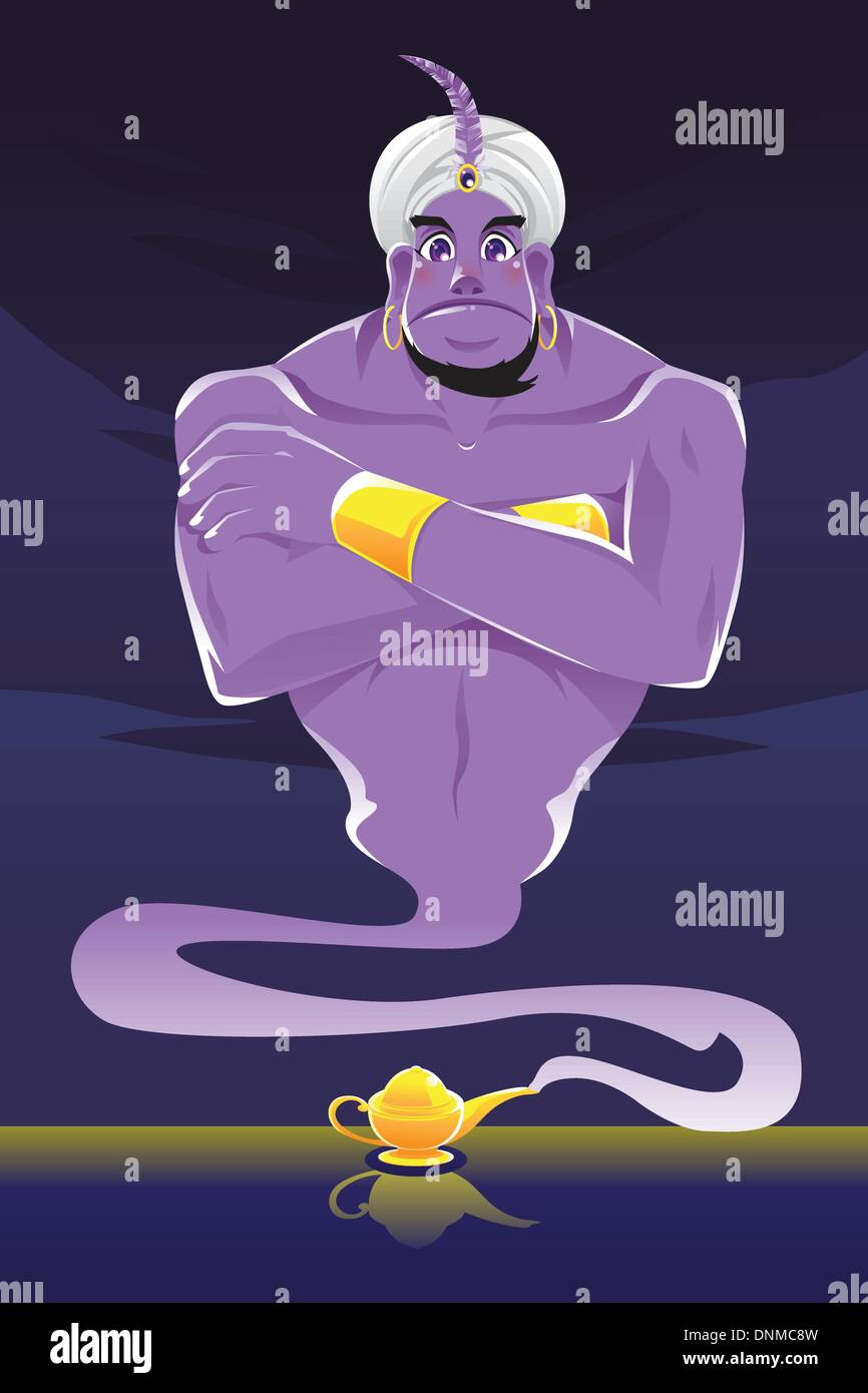 Eine Vektor-Illustration ein Dschinn Dschinn-Lampe aus Stock Vektor