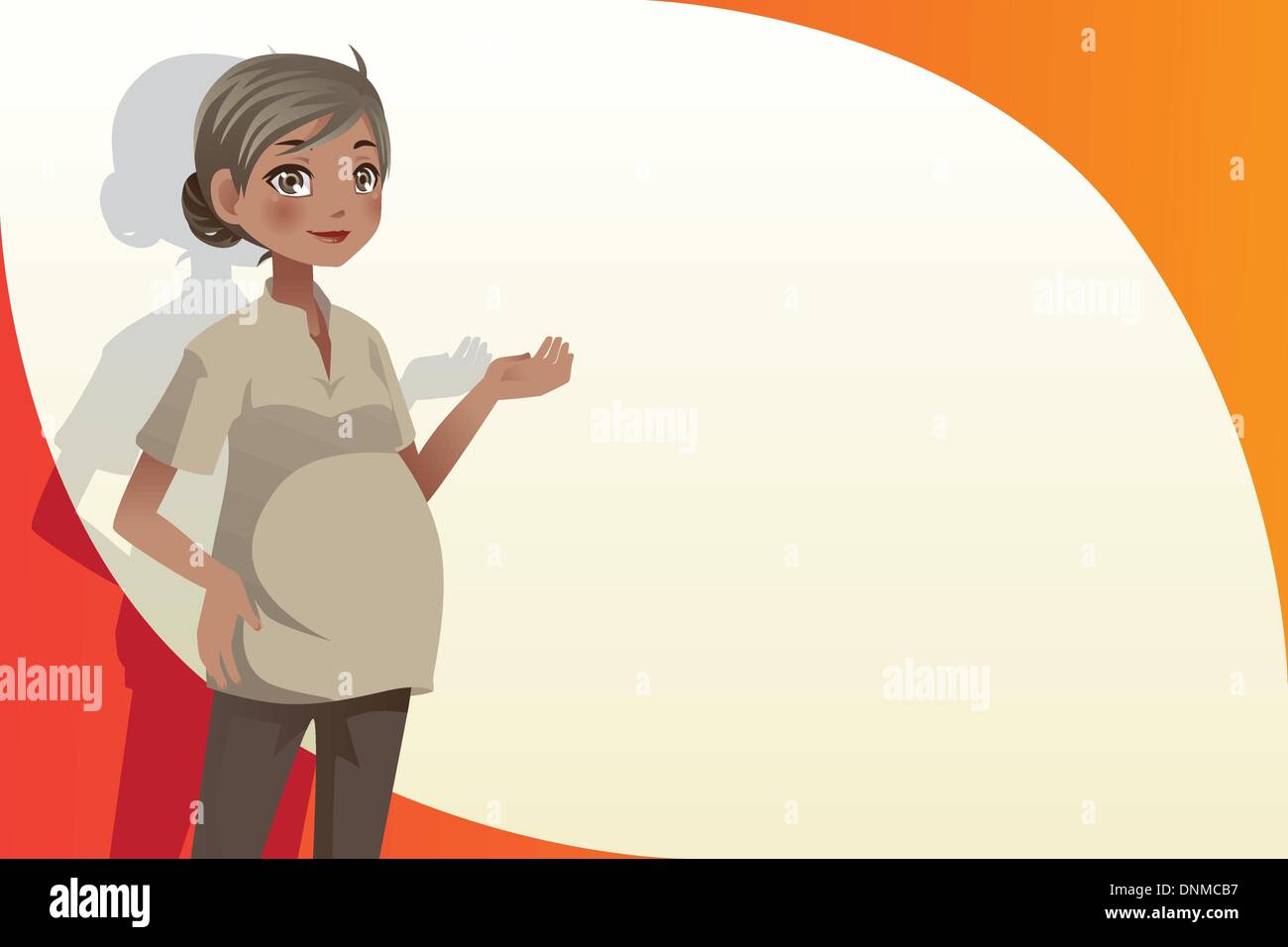 Eine Vektor-Illustration einer schwangeren Frau mit Exemplar Stock Vektor