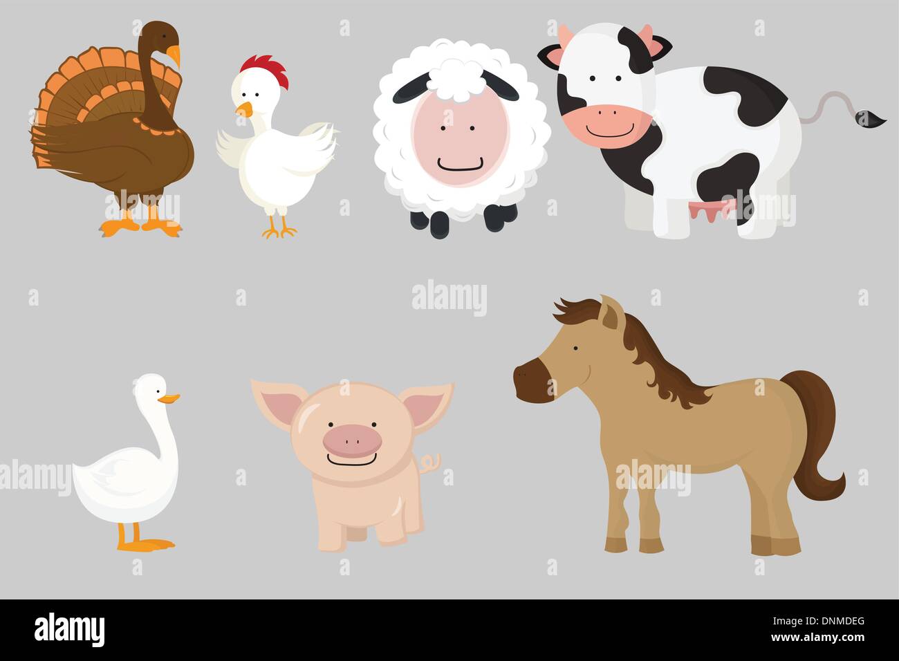 Eine Vektor-Illustration verschiedener Nutztierarten Stock Vektor