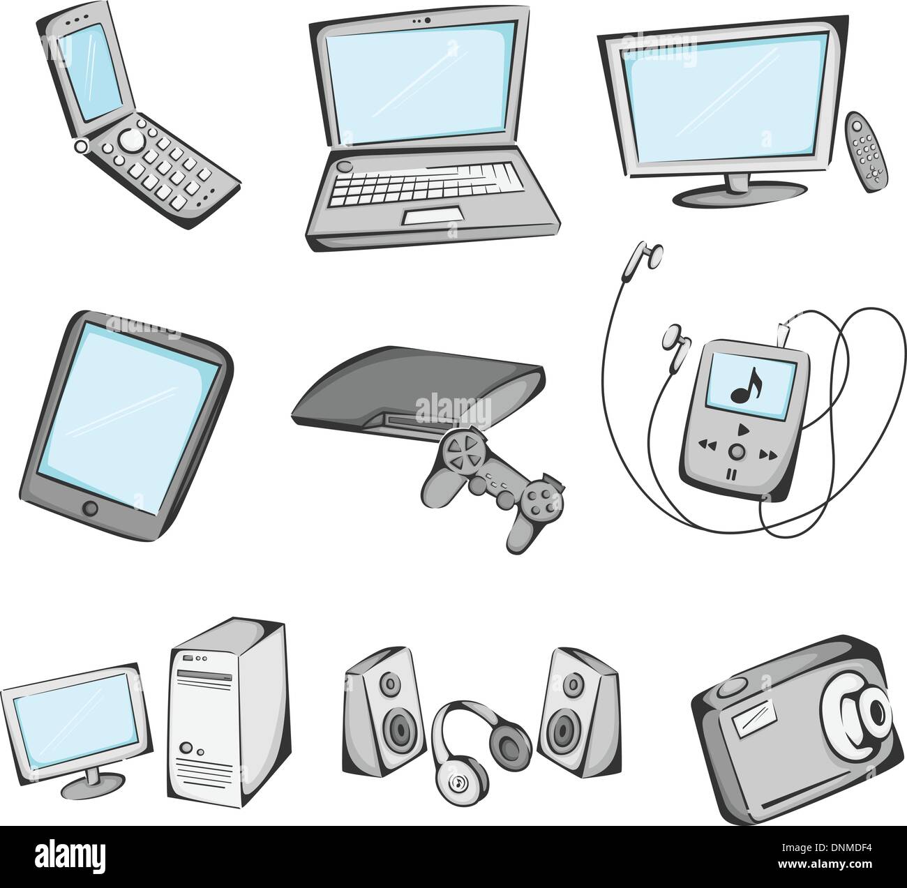 Eine Vektor-Illustration von elektronischen Artikeln icons Stock Vektor
