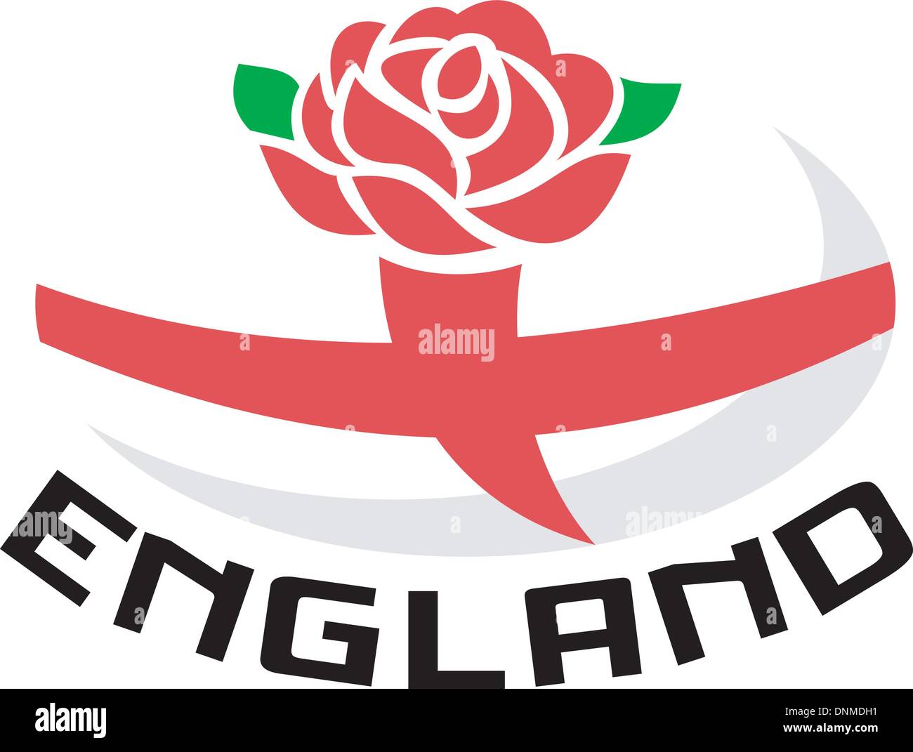 Abbildung von einem roten englischen rose mit Flagge von England innen Rugby-Ball und Worte "England" Stock Vektor