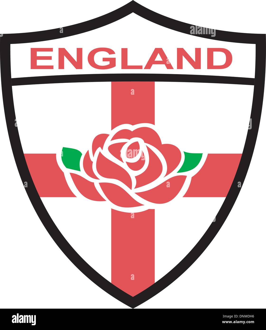 Abbildung von einem roten englischen stieg in Schild mit Flagge von England und Worte "England" Stock Vektor