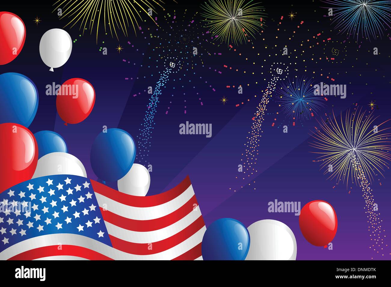 Eine Vektor-Illustration der Fourth Of July Feuerwerk Feier Stock Vektor
