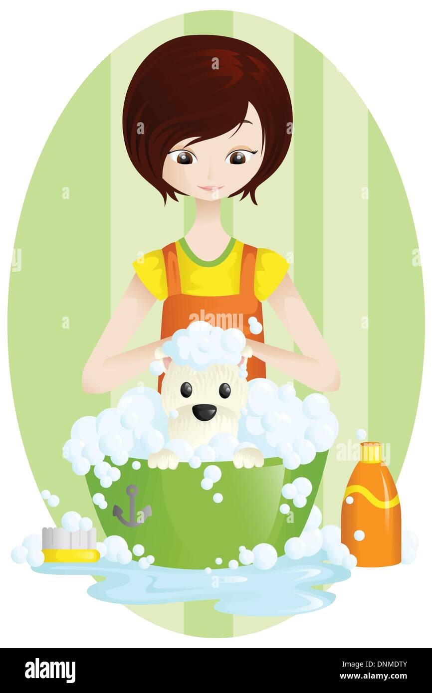 Eine Vektor-Illustration von einem Hundefriseur Stock Vektor