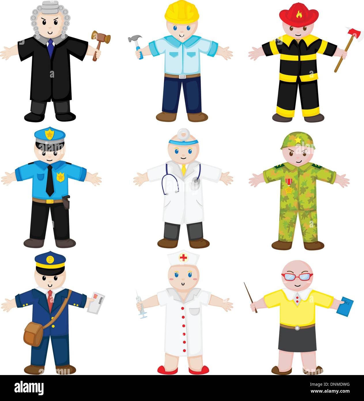 Eine Vektor-Illustration von Icons von Menschen mit verschiedenen Berufen Stock Vektor