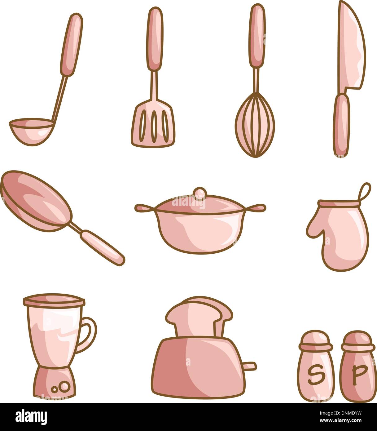 Eine Vektor-Illustration aus einer Reihe von Kochutensilien Stock Vektor