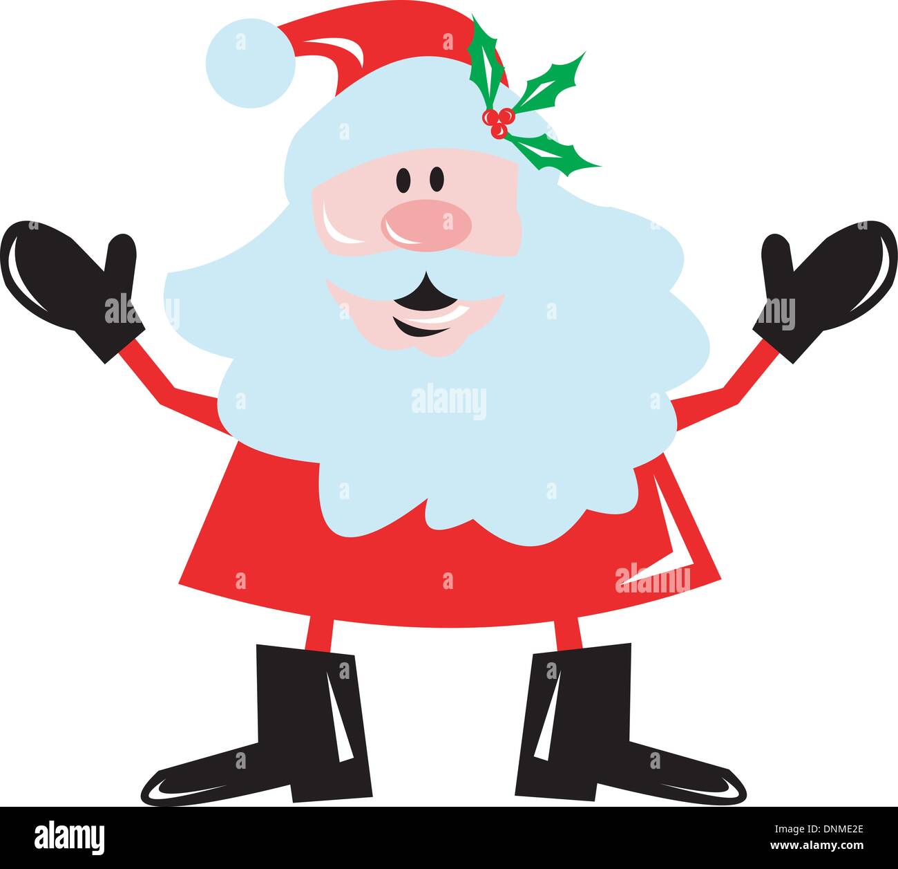 Illustration von Father Christmas Santa Claus mit Holly Hut auf isolierte Hintergrund getan im retro-Stil Stock Vektor