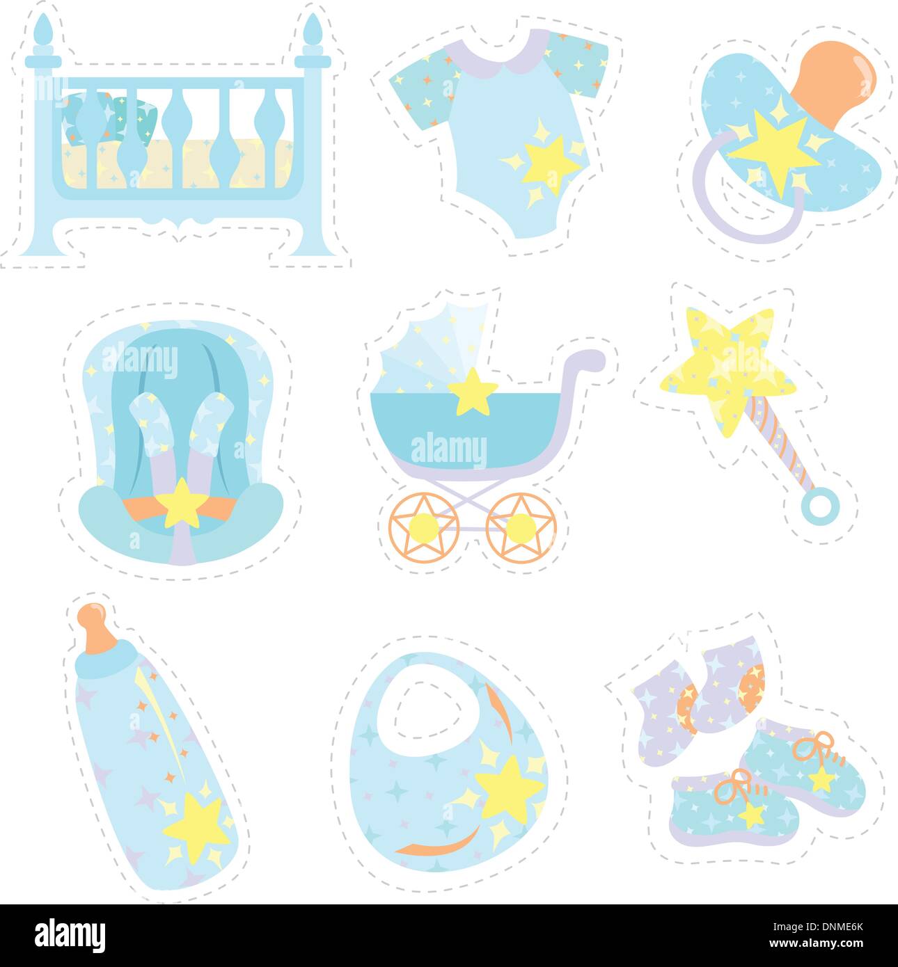 Eine Vektor-Illustration von Baby Artikel icons Stock Vektor