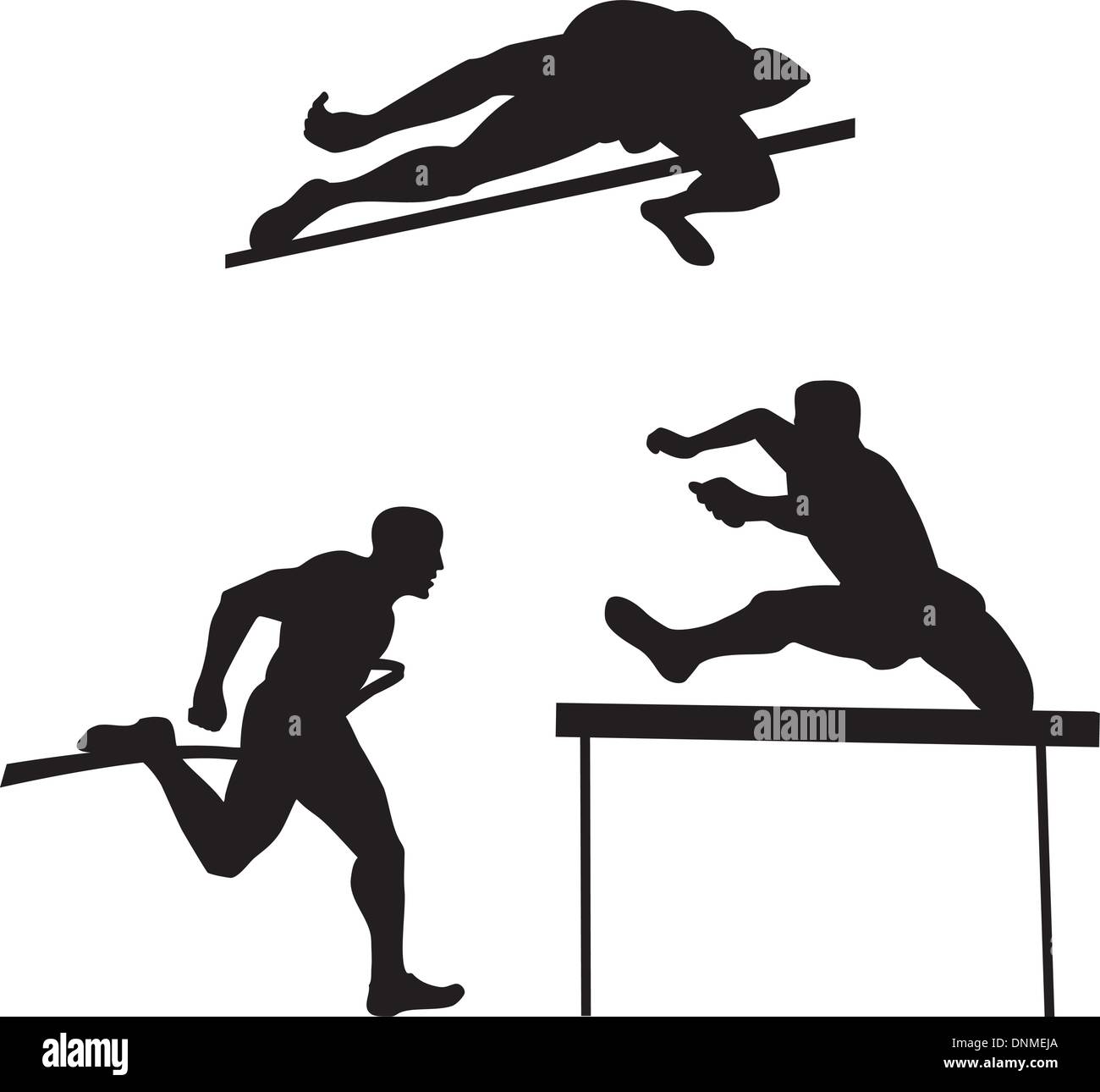 Illustration von Track &amp; Field Runner Silhouette am isolierten weißen Hintergrund im retro-Stil gemacht. Stock Vektor