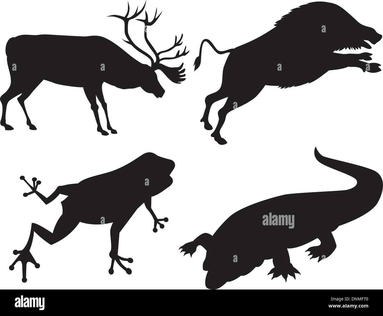Darstellung der Tierwelt Tiere Silhouetten. Stock Vektor