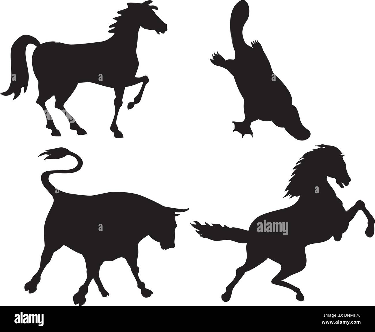 Darstellung der Tierwelt Tiere Silhouetten. Stock Vektor