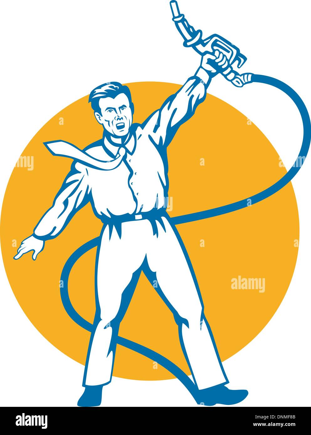 Beispiel für ein Büroangestellter mit Benzin-Kraftstoff-Pumpe-Düse Stock Vektor