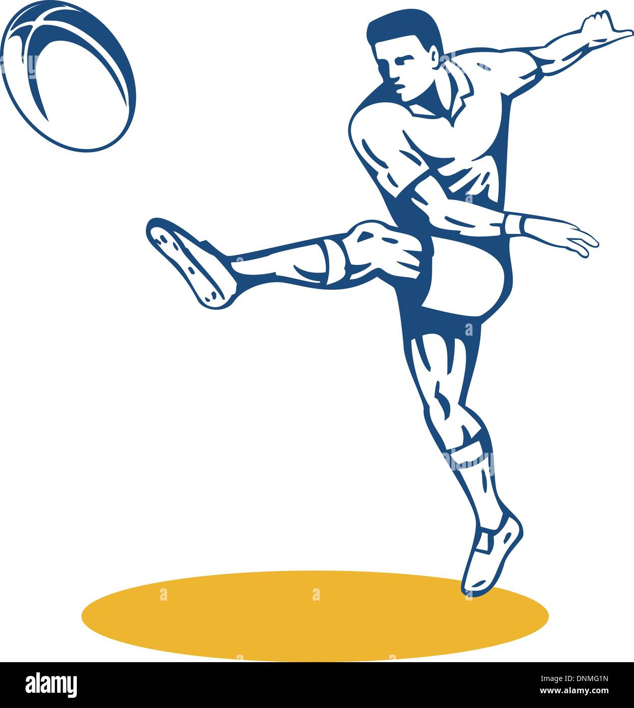Abbildung einer Rugby-Spieler munter Ball Front anzeigen isoliert Hintergrund getan im retro-Stil Stock Vektor