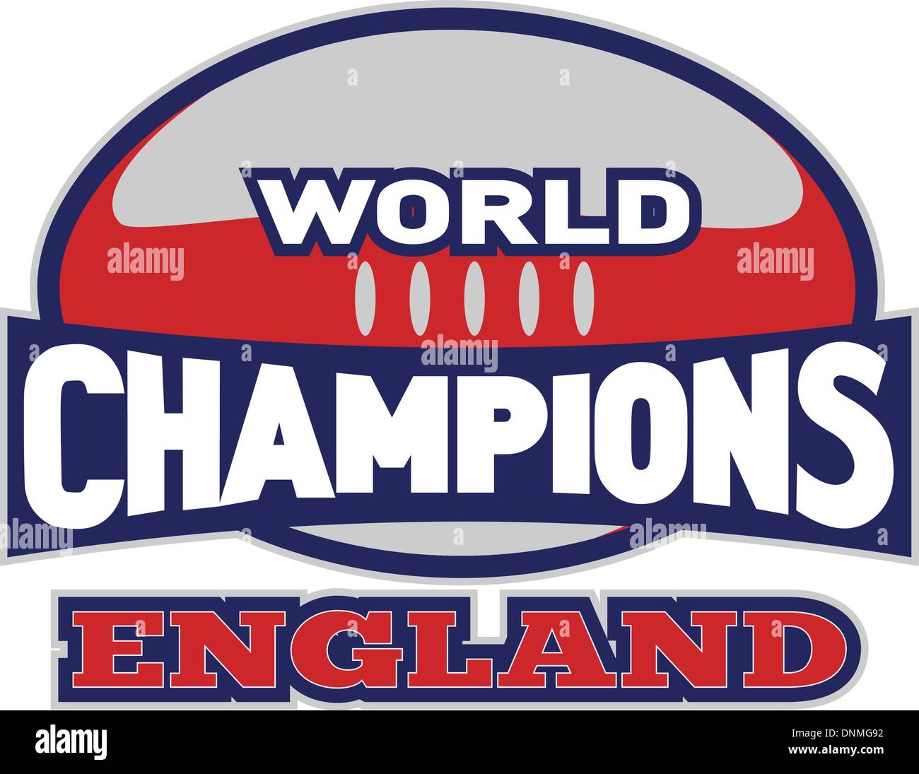 Illustration von einem Rugby-Ball mit Worten Weltmeister England auf isolierte Hintergrund Stock Vektor