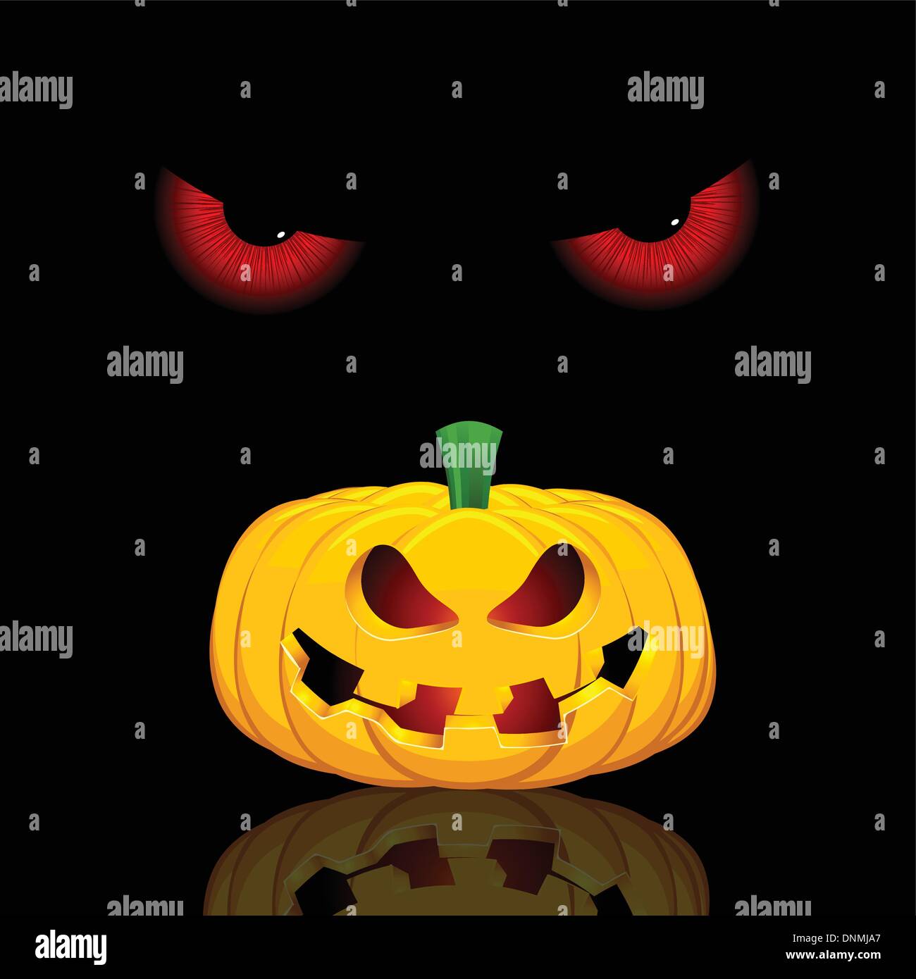 Halloween-Hintergrund mit bösen Augen und gruselige Jack-o-Laterne Stock Vektor