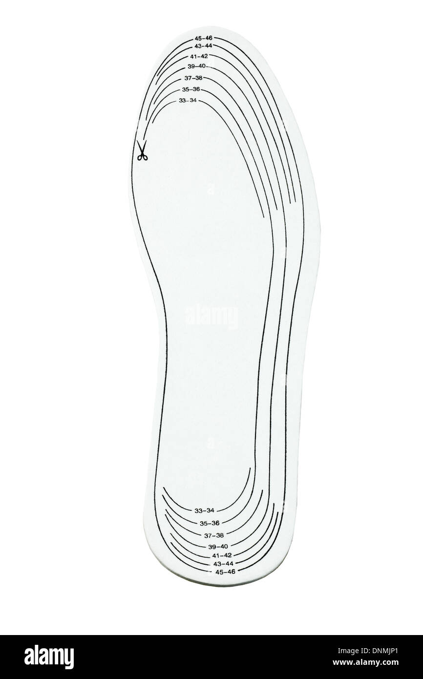 Größenverstellbar Schuheinlage auf weißem Hintergrund Stockfoto