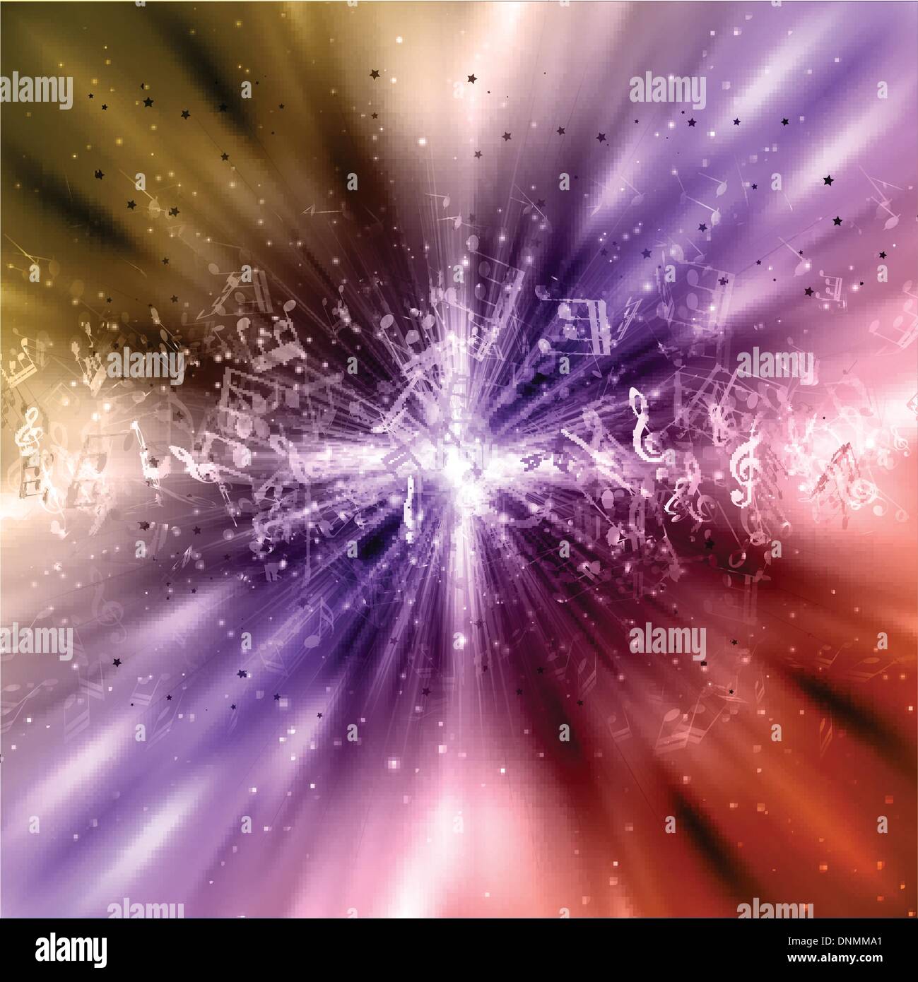 Abstrakte Starburst Hintergrund mit Musik-Noten-design Stock Vektor