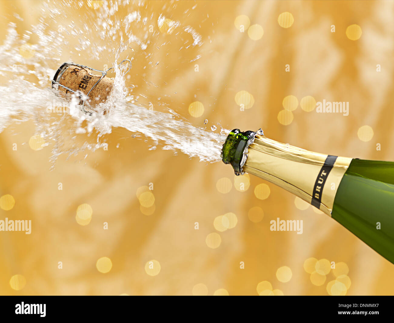 Entkorkt Flasche Champagner Stockfoto
