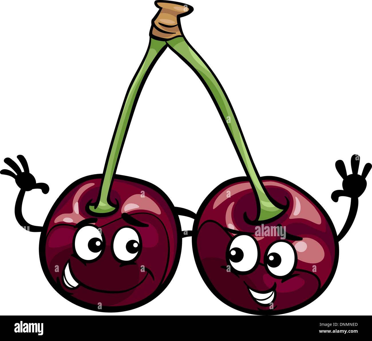 CartoonIllustration von lustigen schwarzen Kirschen Obst essen Comic