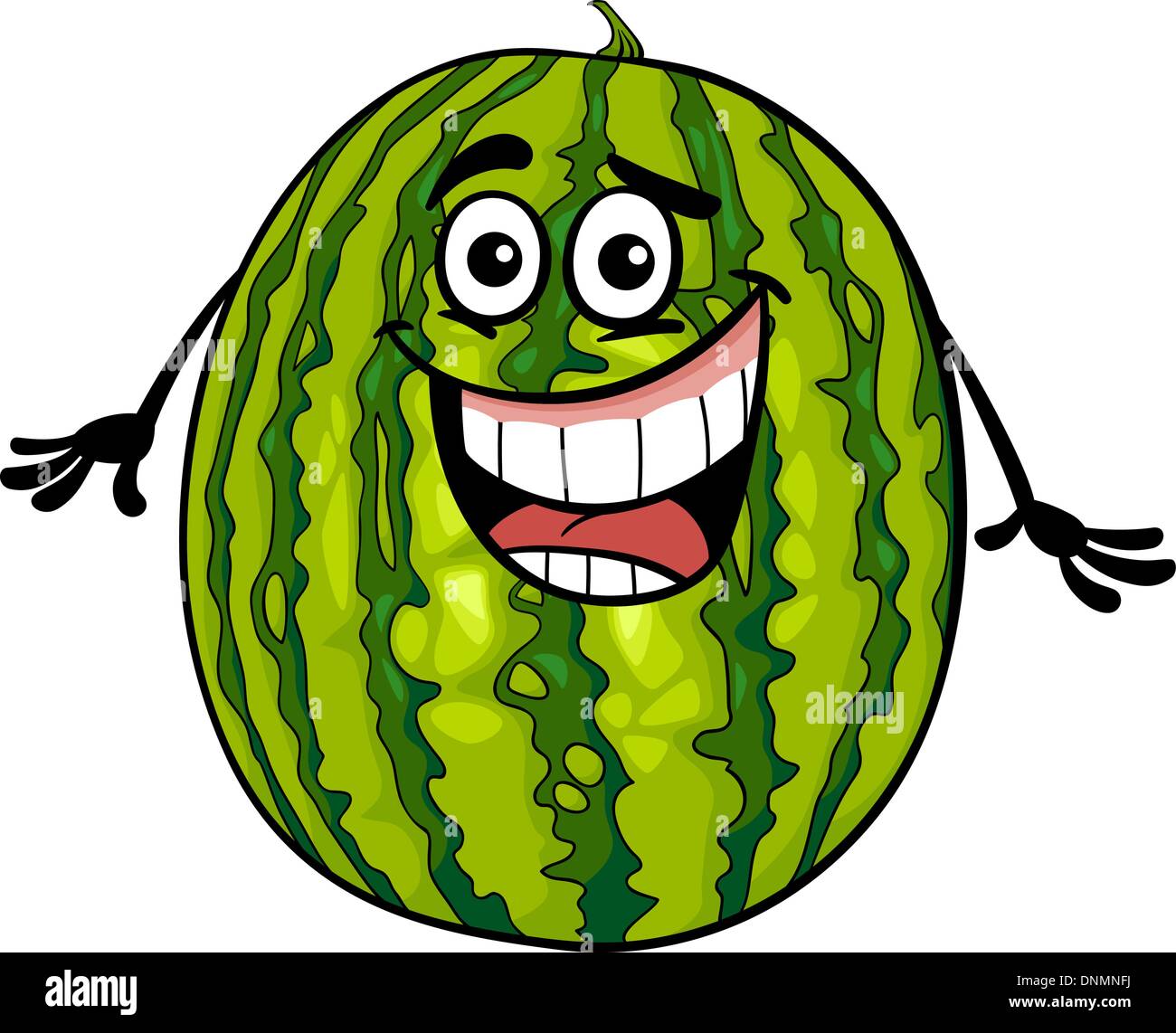 Cartoon-Illustration der lustige Wassermelone Obst essen Comic-Figur  Stock-Vektorgrafik - Alamy