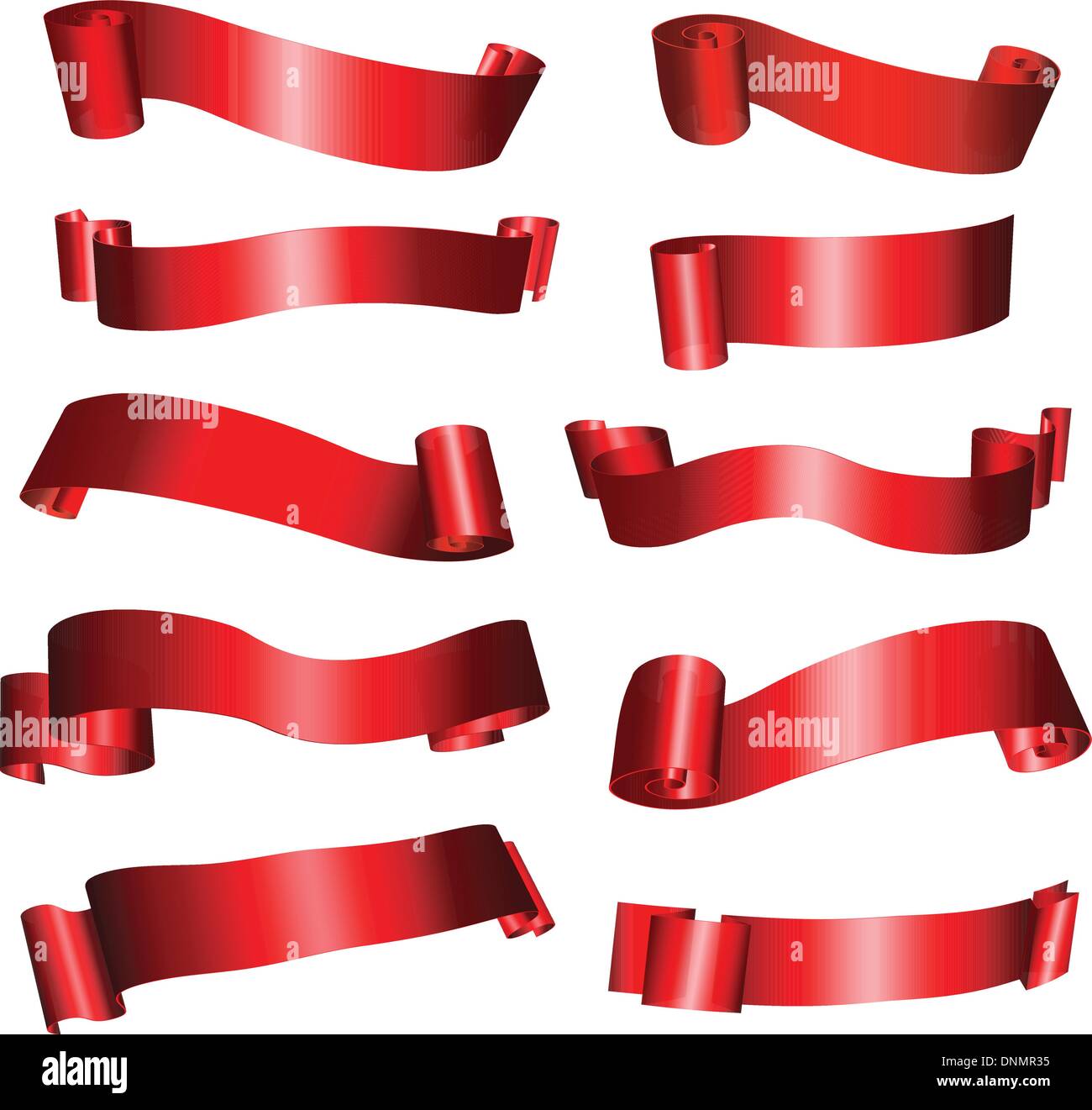 Sammlung von verschiedenen Red Ribbon Schriftrollen Stock Vektor