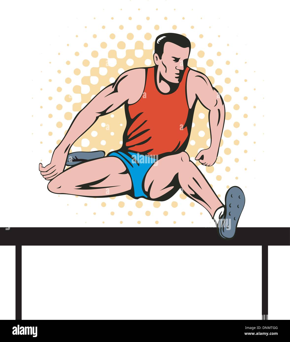 Abbildung eines Leichtathletik-Athleten laufen die Hürden im retro-Stil gemacht Stock Vektor