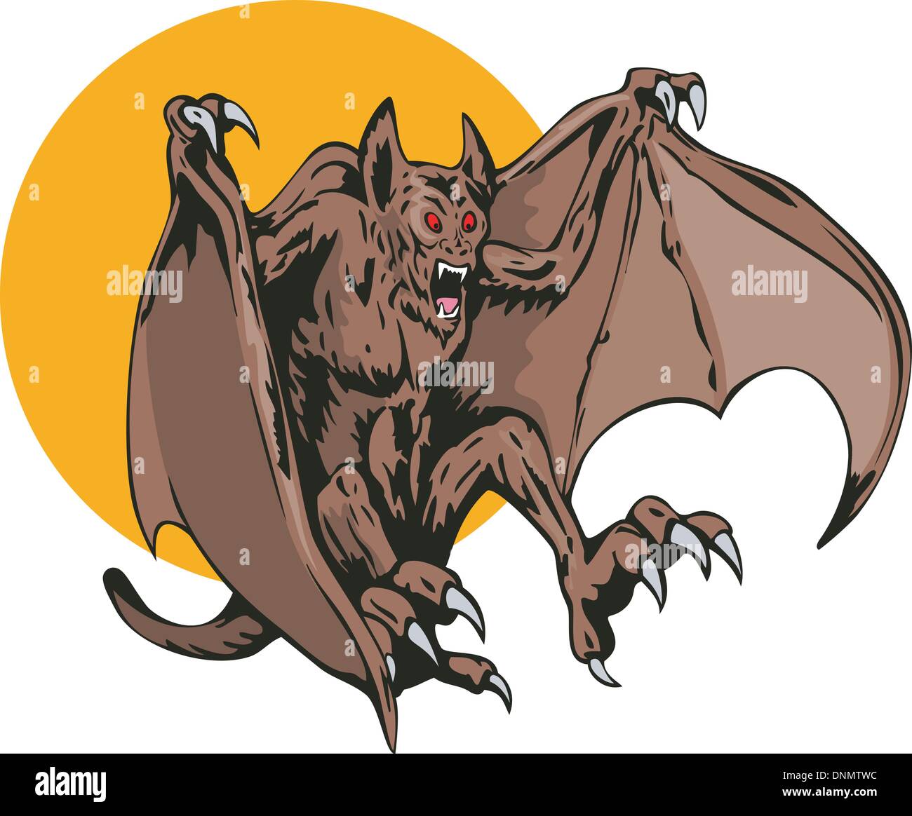 Illustration der Fledermaus Monster im retro-Stil Stock Vektor