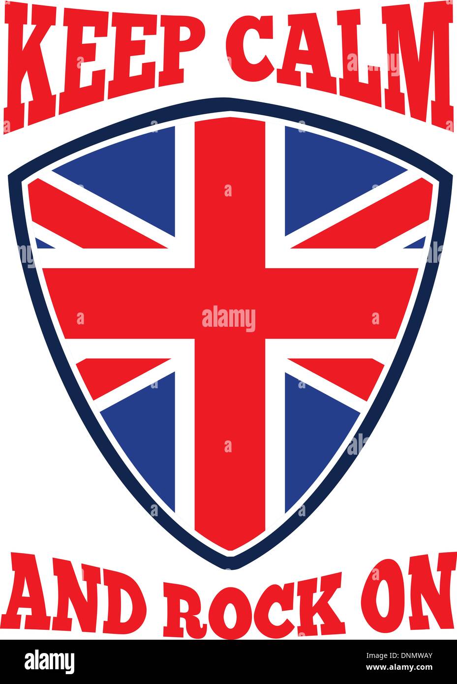 Retro-Abbildung von einem britischen Union Jack flag gesetzt in Schild mit Worten "halten Sie Ruhe und Rock on". Stock Vektor