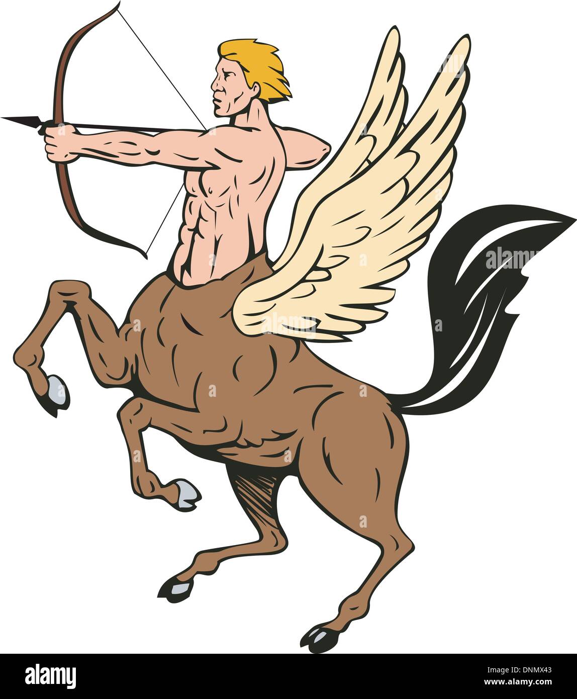Illustration der Zentaur mit Pfeil und Bogen Pfeil schießen. Stock Vektor