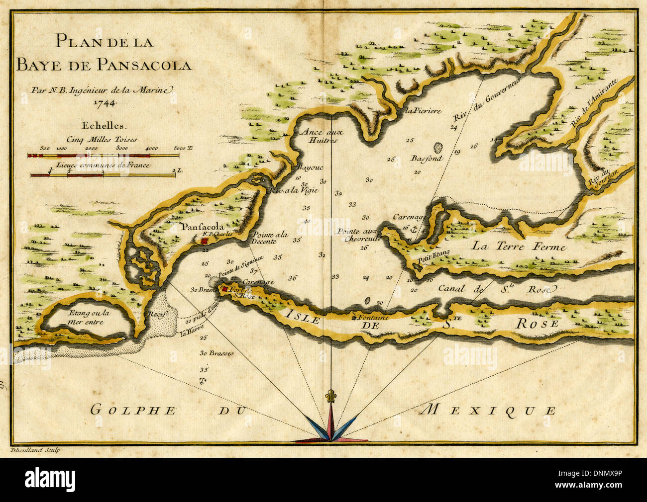 Plan De La Baye de Pansacola Stockfoto