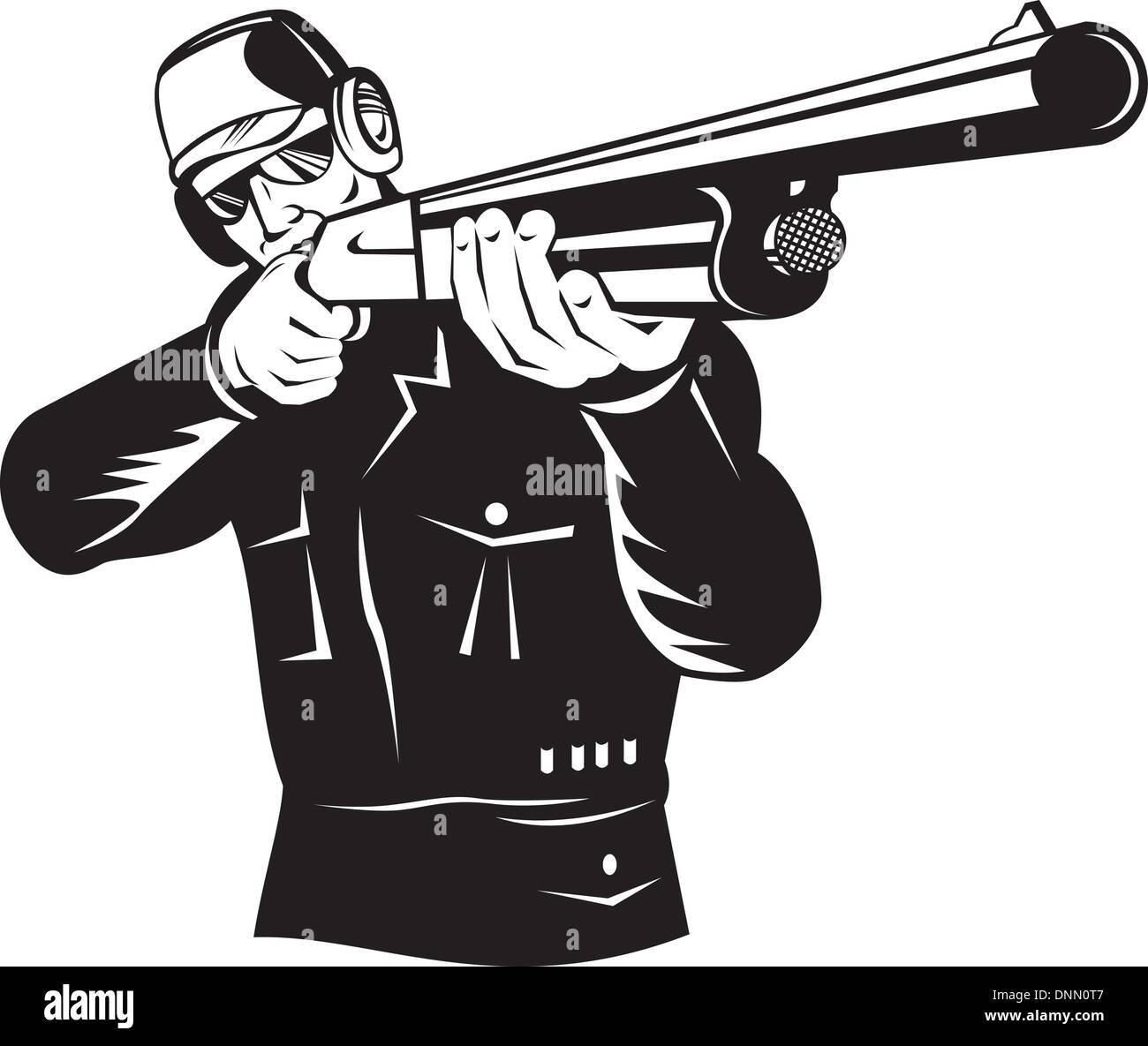 Abbildung eines Jägers Flinte Gewehr Waffe im retro-Stil auf isolierte Hintergrund gemacht Stock Vektor