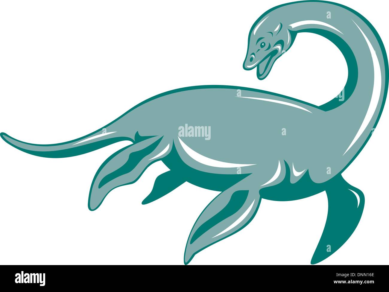 Abbildung von einem Ungeheuer von Loch Ness im retro-Stil gemacht. Stock Vektor