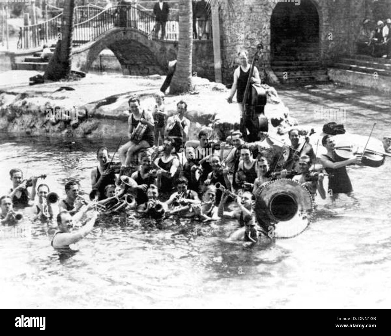 Paul Whiteman und Band an der Venetian Pool Eröffnungsfeier: Coral Gables, Florida Stockfoto