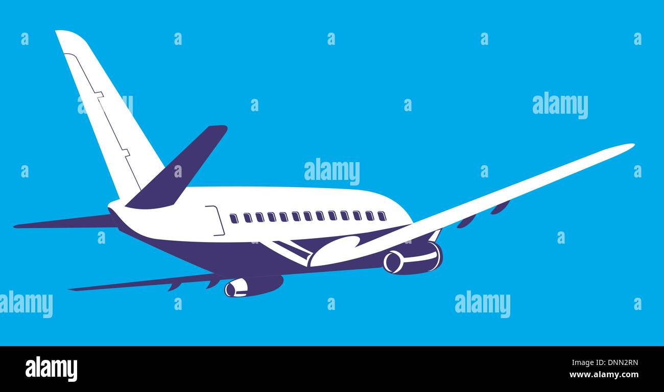 Beispiel für eine kommerzielle Flugzeug Düsenverkehrsflugzeug auf isolierte Hintergrund Stock Vektor