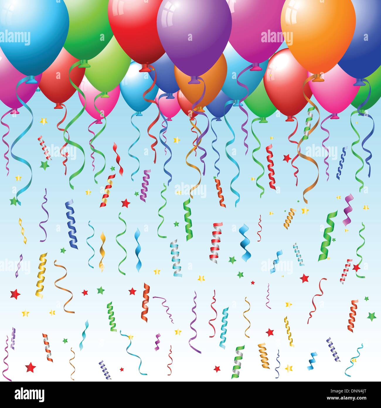 Party Hintergrund mit Luftballons, Konfetti und Luftschlangen  Stock-Vektorgrafik - Alamy