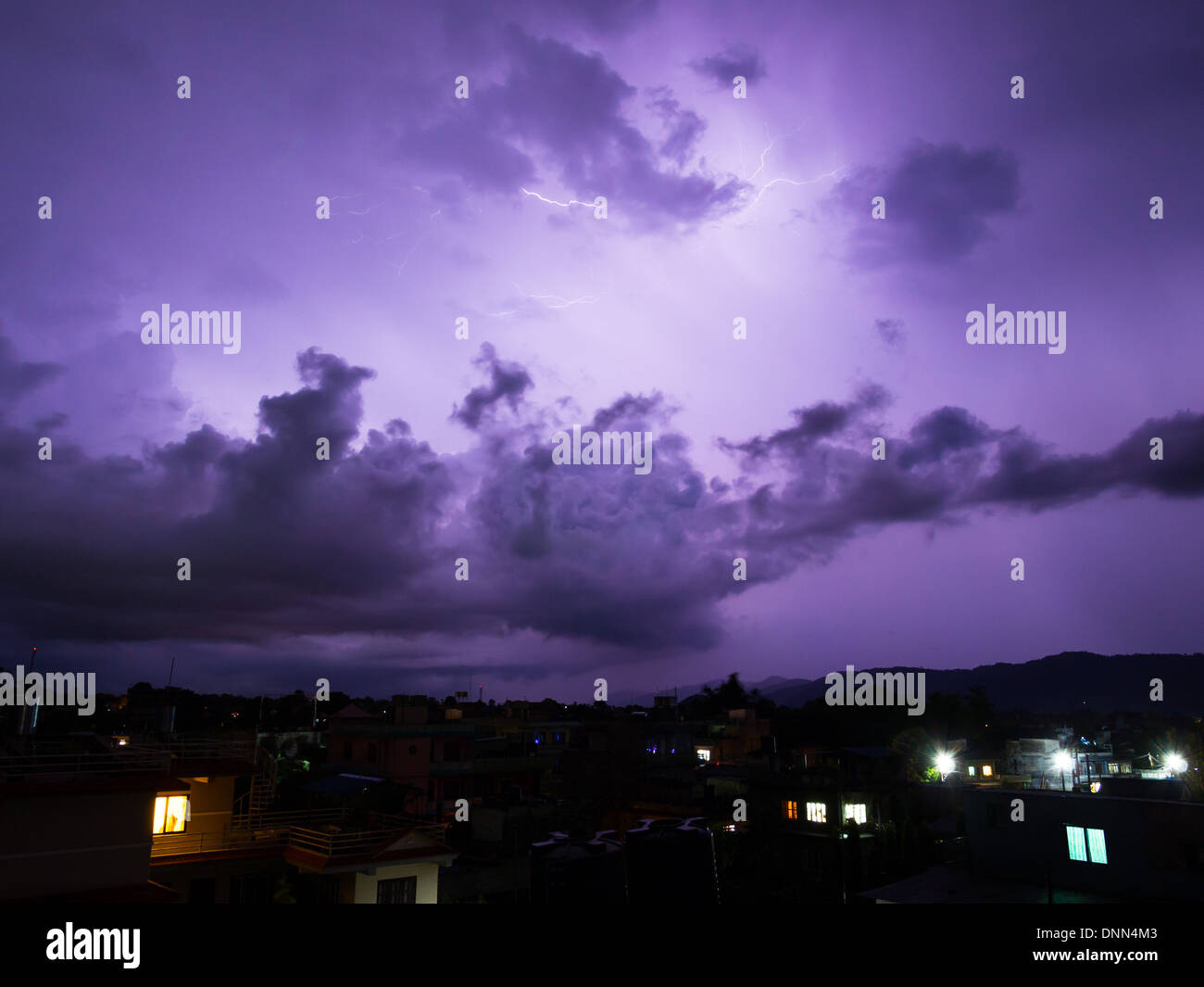 Gewitter nähert sich Pokhara, Nepal Stockfoto