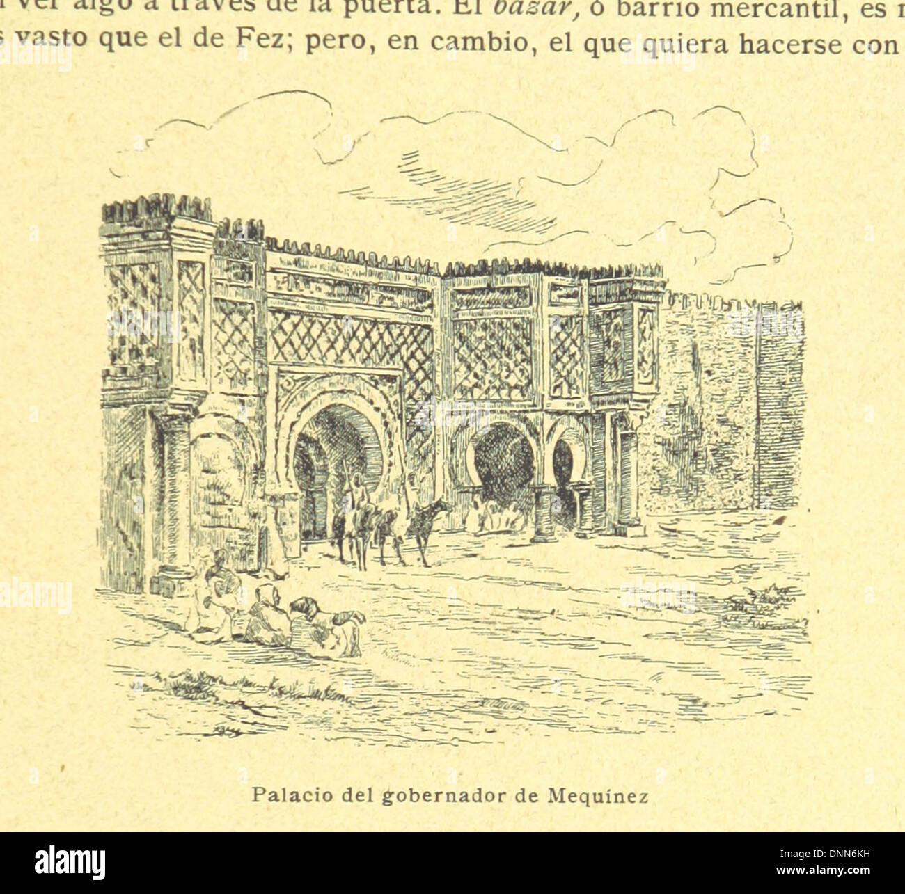 Dieses Bild aus Juliain A. de Sestris „Por todo Marruecos“ zeigt eine detaillierte Darstellung Marokkos, die sein Reich beschreibt. Das 1885 erschienene Buch bietet eine umfassende Darstellung des Landes mit verschiedenen Illustrationen. Das Thema beleuchtet die kulturelle und historische Bedeutung Marokkos im späten 19. Jahrhundert. Stockfoto