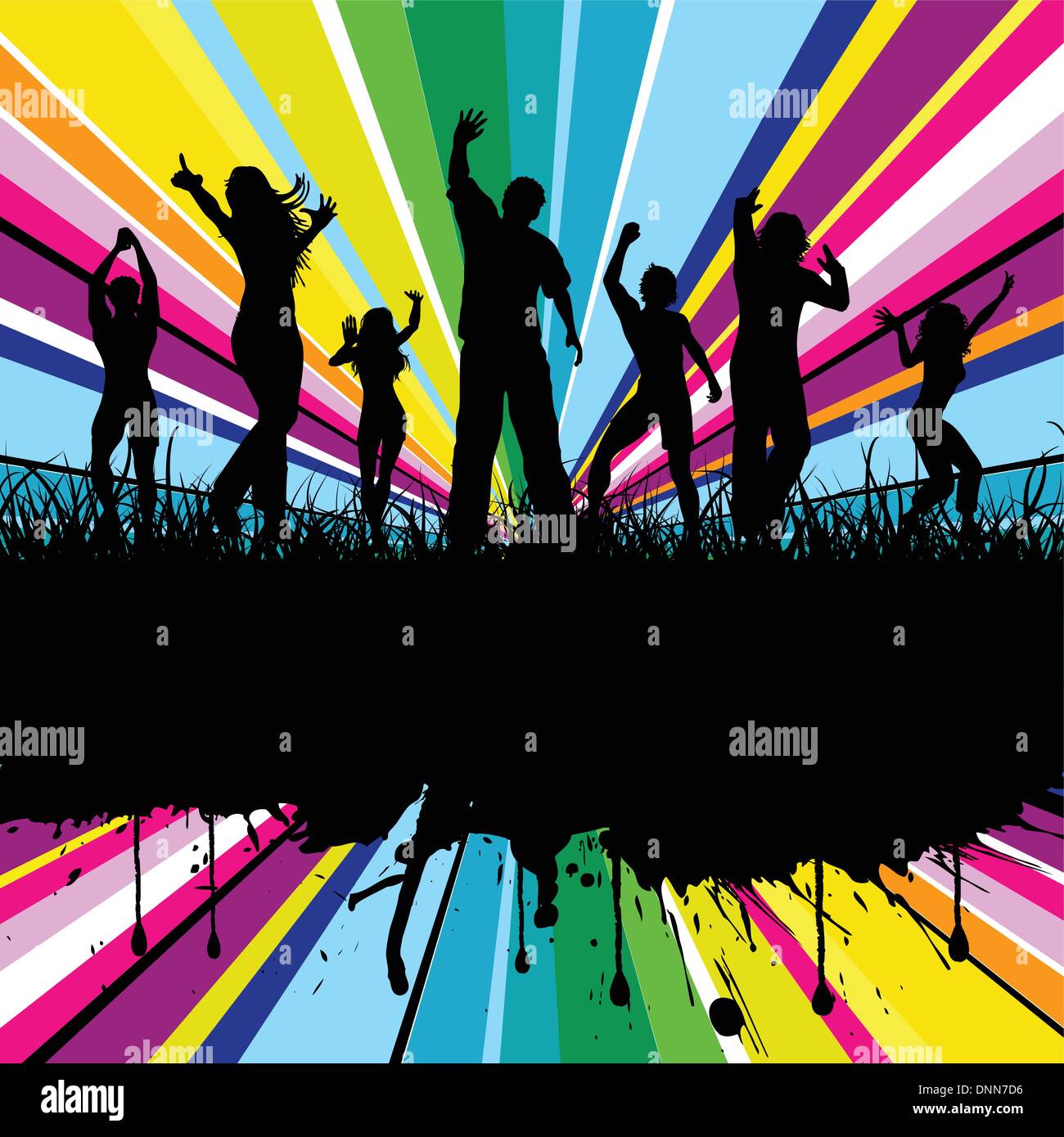 Silhouetten von Menschen tanzen auf Grunge Hintergrund Stock Vektor