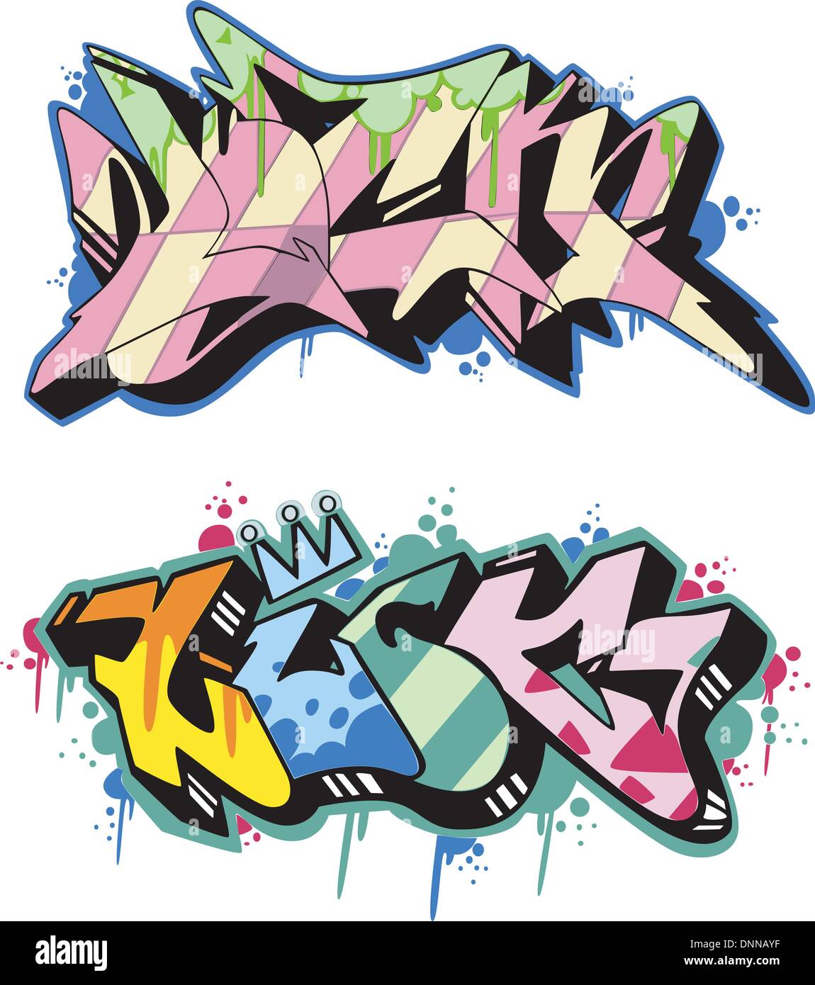 Graffito-Text-Design - Glück. Farbe-Vektor-Illustration. Stock Vektor