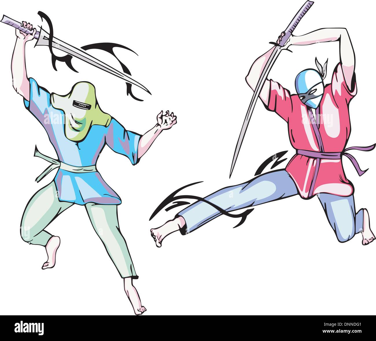 Ninjas. Vektor-set Stock Vektor