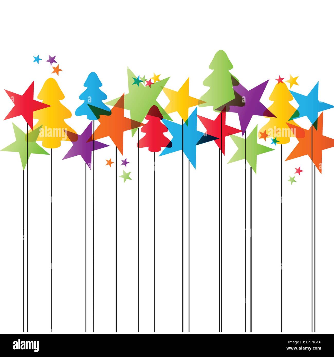 Süße und einfache Weihnachtskarte mit Weihnachtssterne und Bäume Stock Vektor